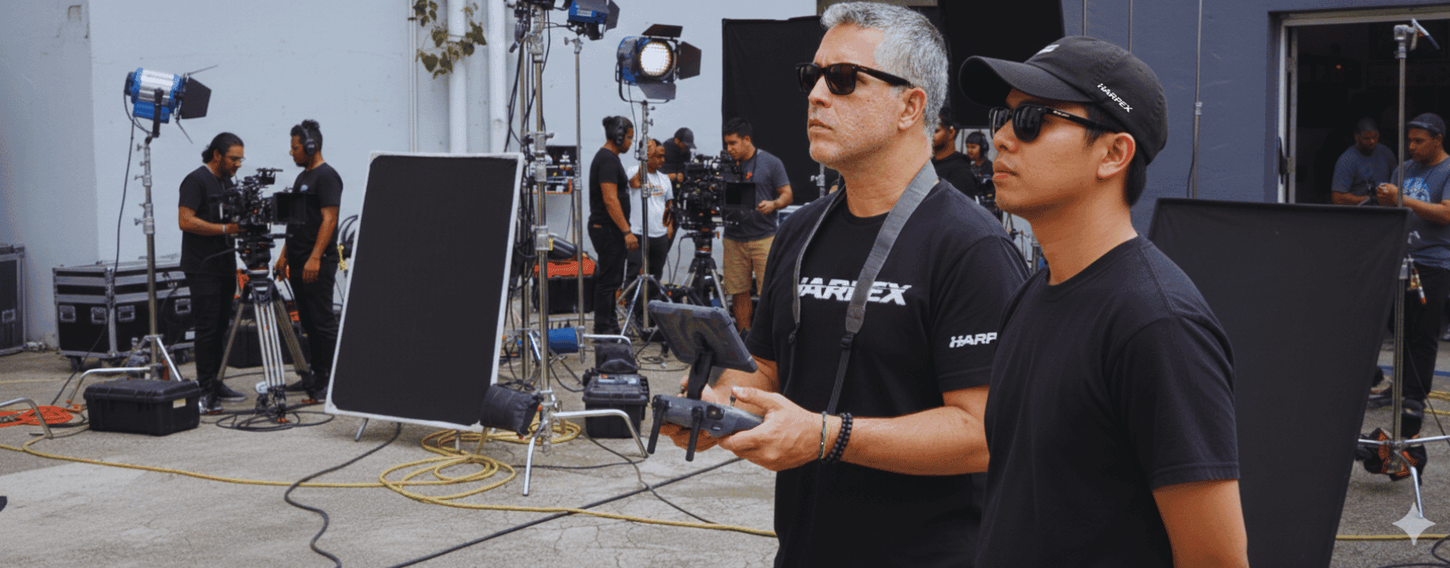 Equipe HARPEX em set de filmagem profissional